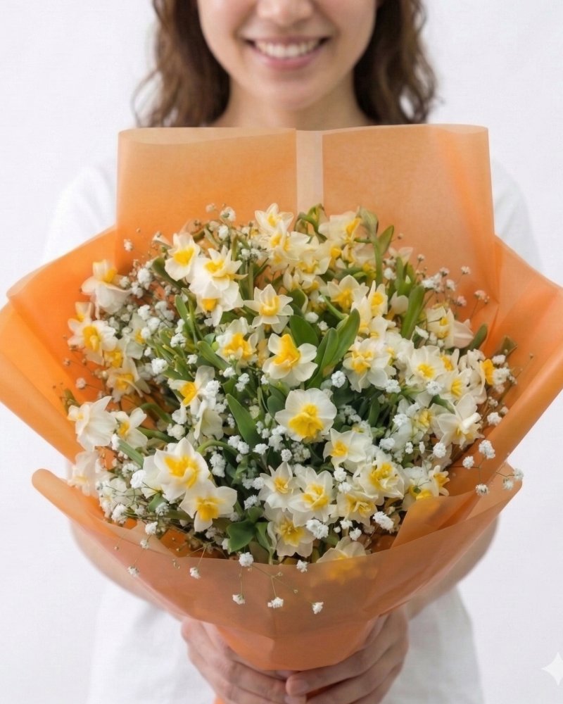 Turuncu Güneş Nergis Buketi